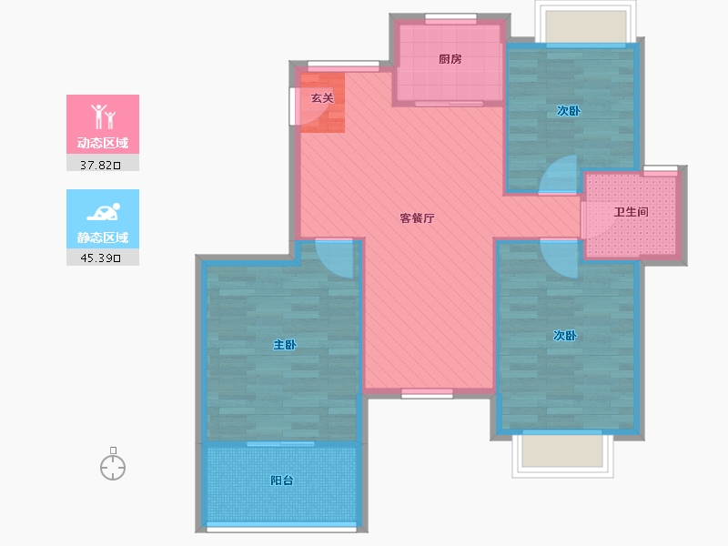 浙江省-杭州市-金色钱塘-74.69-户型库-动静分区