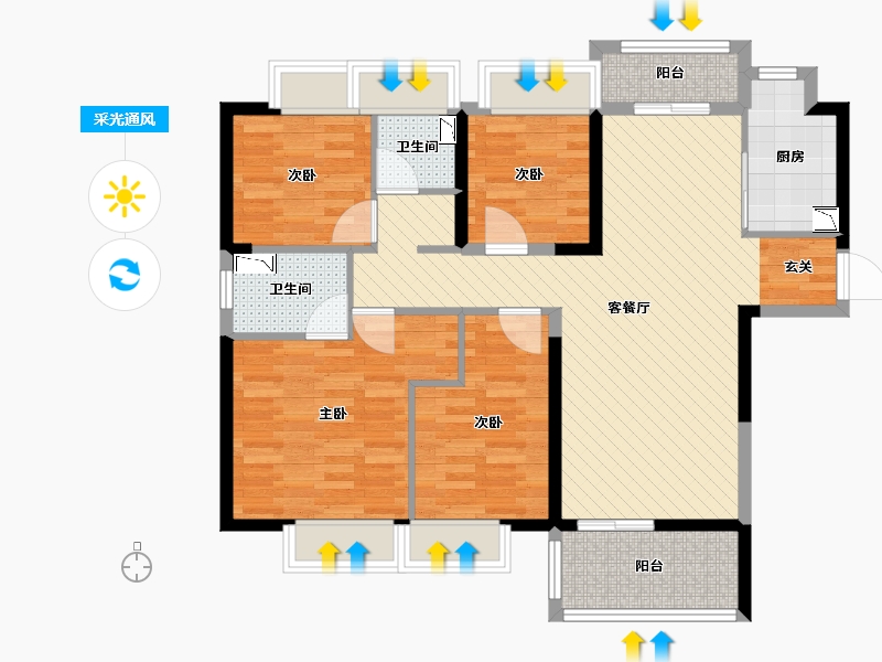 湖南省-长沙市-碧桂园时代城-94.62-户型库-采光通风