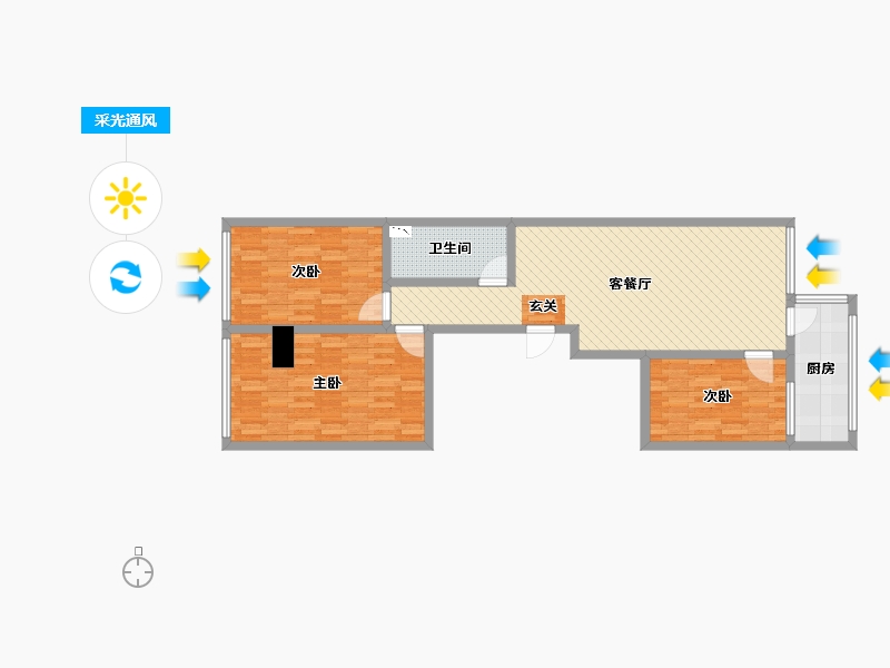 山西省-吕梁市-袁家庄安置楼-90.05-户型库-采光通风