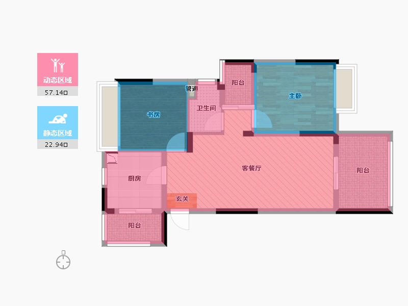 浙江省-温州市-昆盛肖邦-69.71-户型库-动静分区