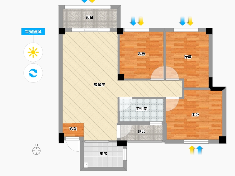 广西壮族自治区-桂林市-象山博望园-75.36-户型库-采光通风