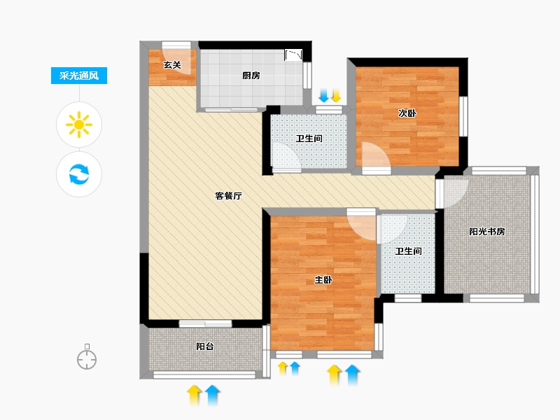 广西壮族自治区-南宁市-南宁中海国际社区-75.48-户型库-采光通风