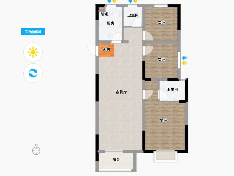 河南省-濮阳市-天佑府邸-93.00-户型库-采光通风