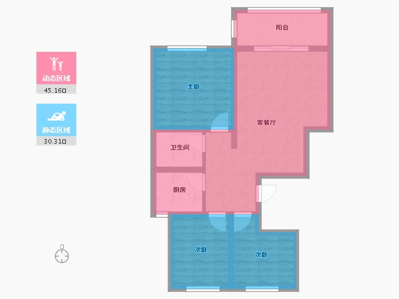 山西省-晋城市-南域熙苑-66.42-户型库-动静分区