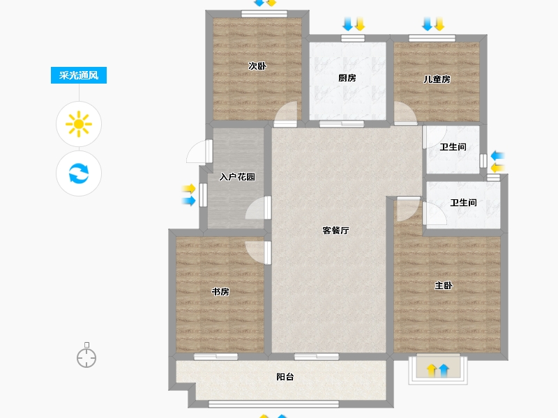 河南省-平顶山市-中梁壹号院-111.99-户型库-采光通风