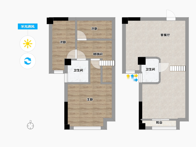 福建省-福州市-华韵公园壹号-55.08-户型库-采光通风