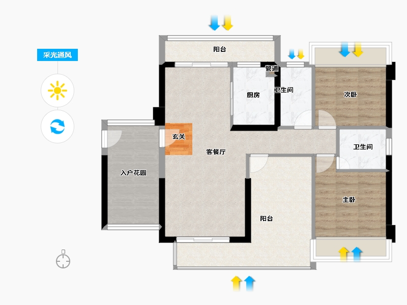 广东省-深圳市-天润嘉园-88.00-户型库-采光通风