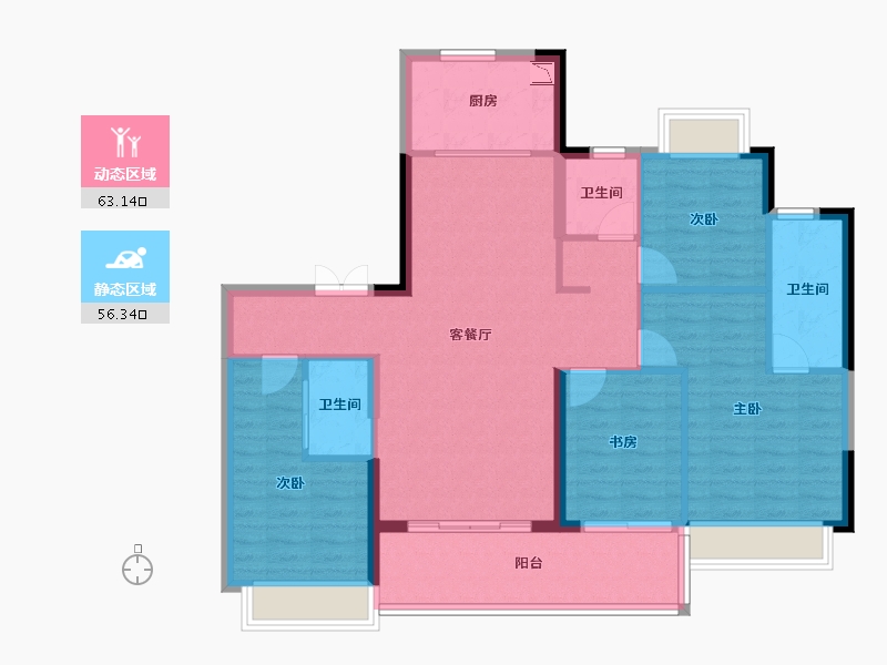 广东省-广州市-越秀・明珠天悦江湾-107.94-户型库-动静分区