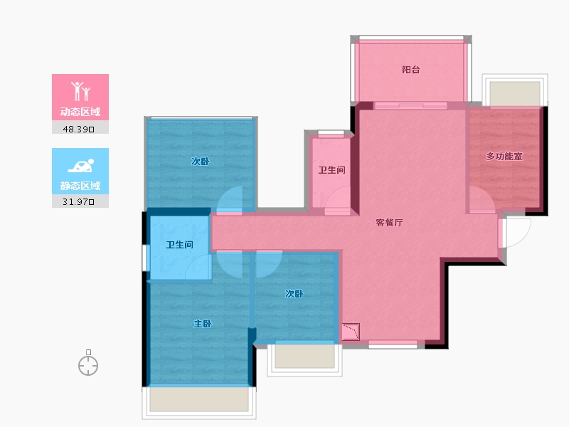 广西壮族自治区-南宁市-丰泽双湾紫云台-71.36-户型库-动静分区