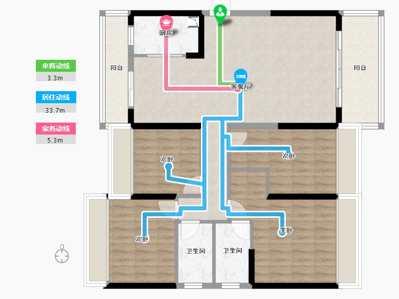 湖南省-怀化市-碧桂园幸福里-108.26-户型库-动静线