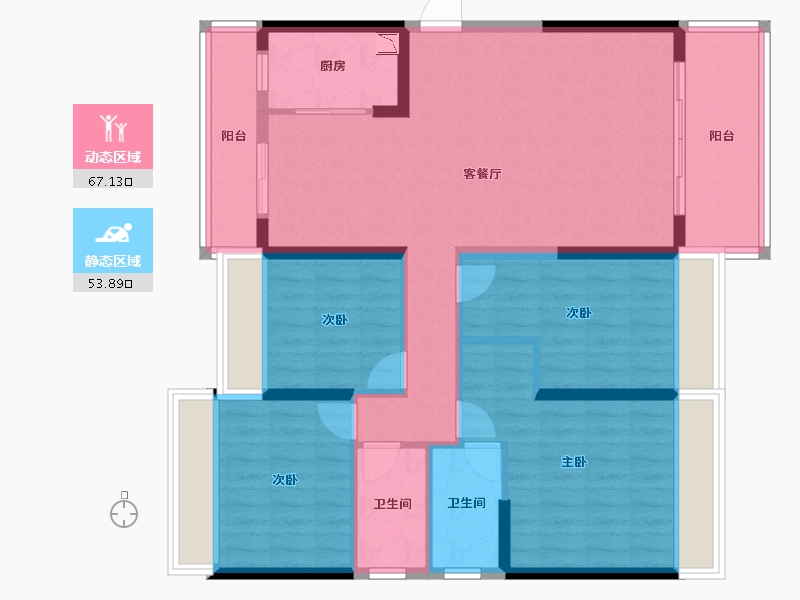 湖南省-怀化市-碧桂园幸福里-108.26-户型库-动静分区