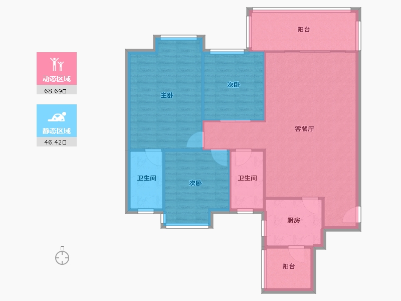 四川省-成都市-金色鱼凫-105.63-户型库-动静分区