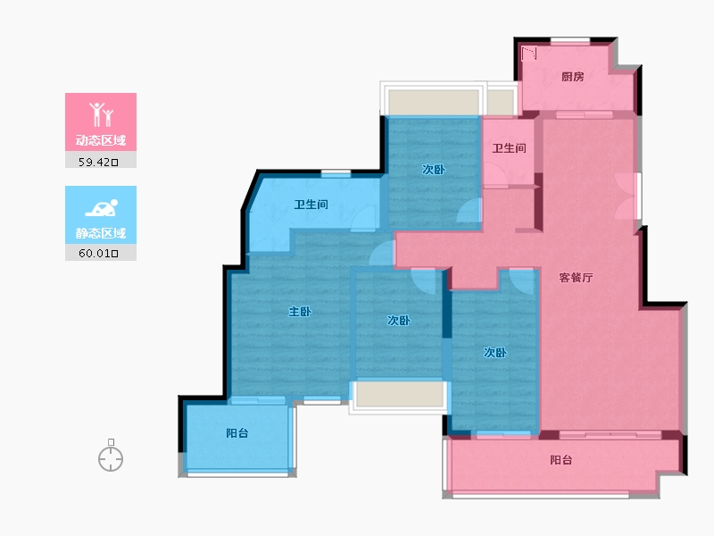 广东省-广州市-金科・博翠明珠-107.15-户型库-动静分区