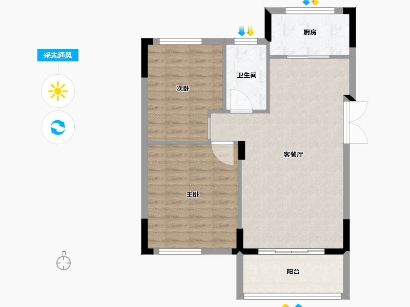 江西省-吉安市-四季花城-76.00-户型库-采光通风