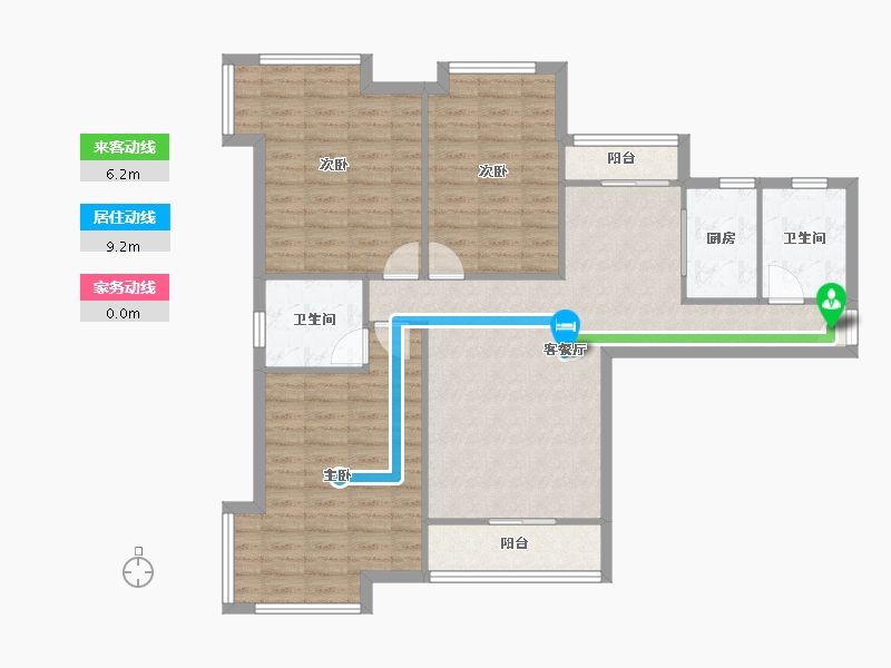 湖北省-武汉市-美联奥林匹克花园-102.52-户型库-动静线