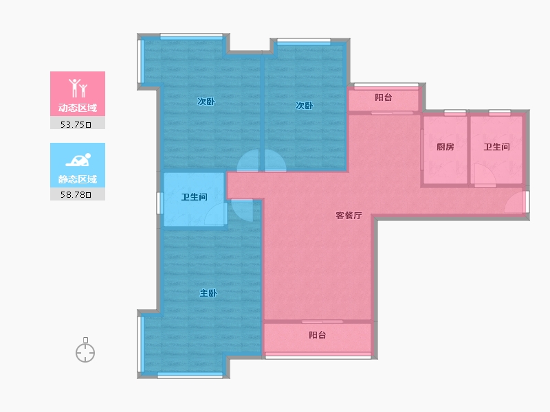 湖北省-武汉市-美联奥林匹克花园-102.52-户型库-动静分区