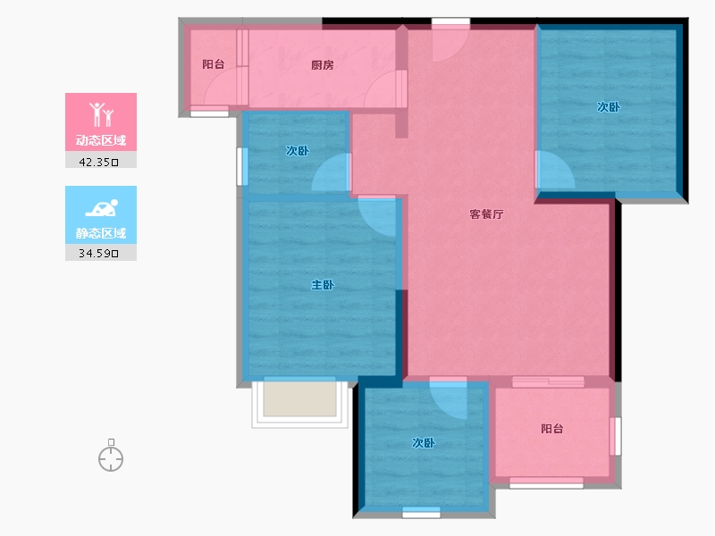 四川省-绵阳市-铂金时代-68.35-户型库-动静分区