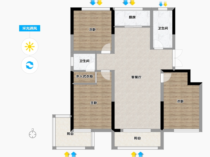 河北省-邯郸市-温泉小镇-102.20-户型库-采光通风