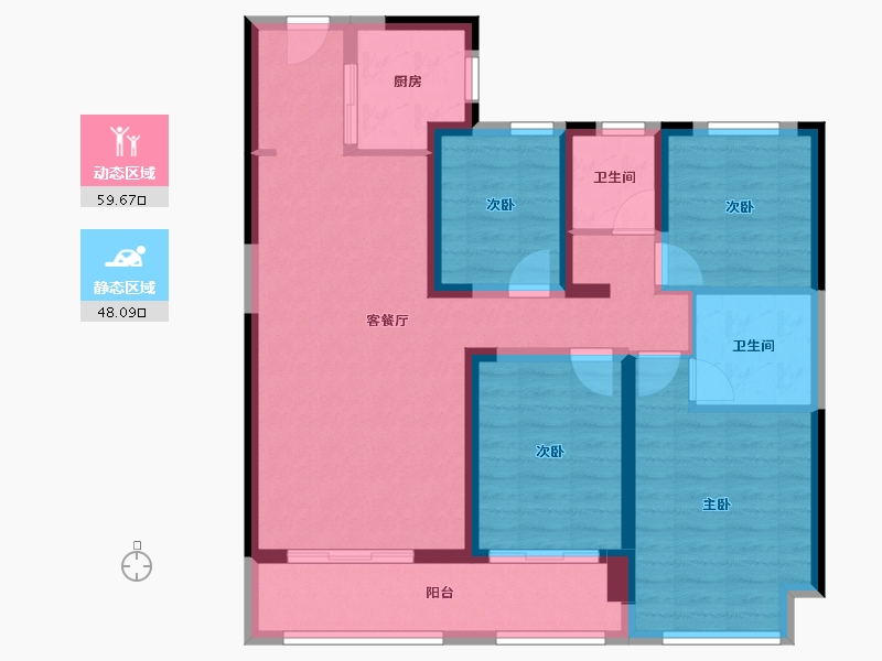 云南省-昆明市-新城雅樾-95.45-户型库-动静分区