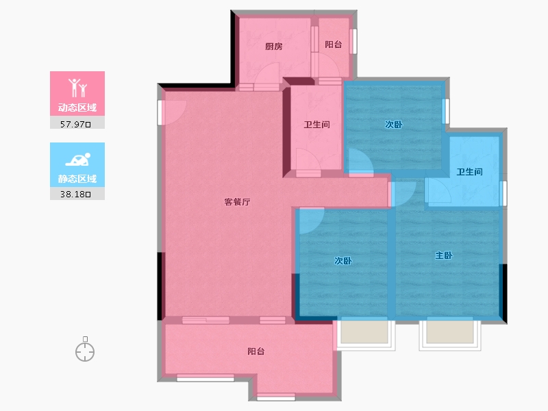 四川省-绵阳市-铂金时代-84.87-户型库-动静分区