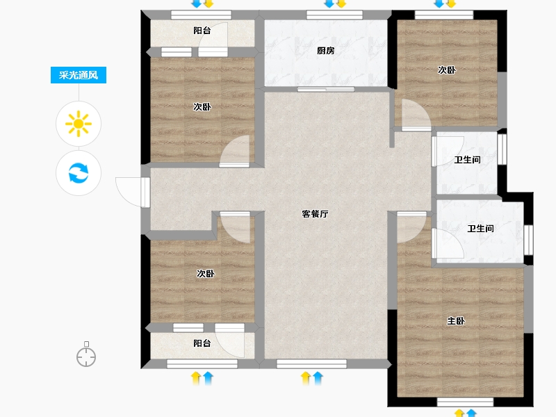 四川省-成都市-万科魅力之城四期-82.26-户型库-采光通风