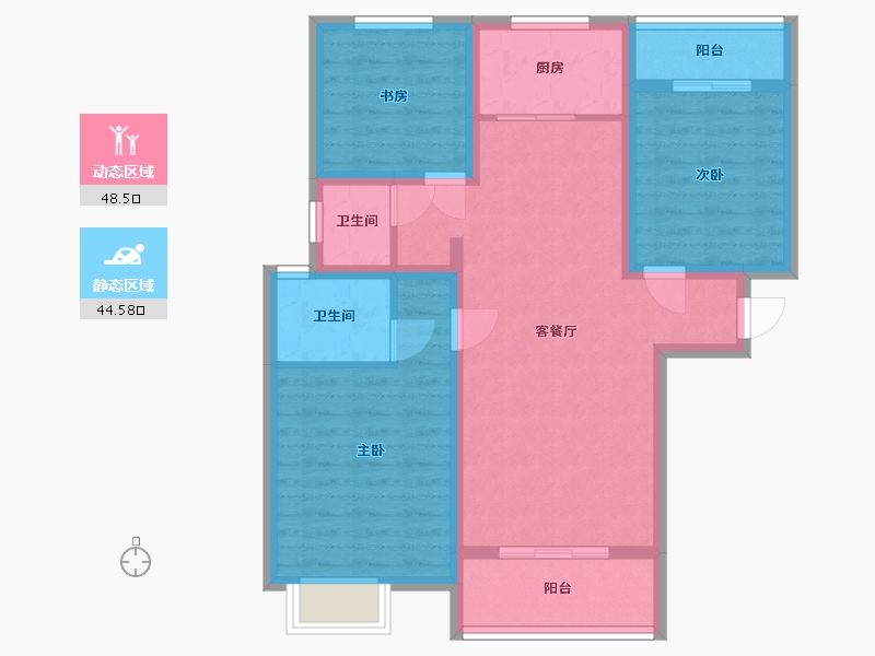 陕西省-西安市-天鹅湖-82.34-户型库-动静分区