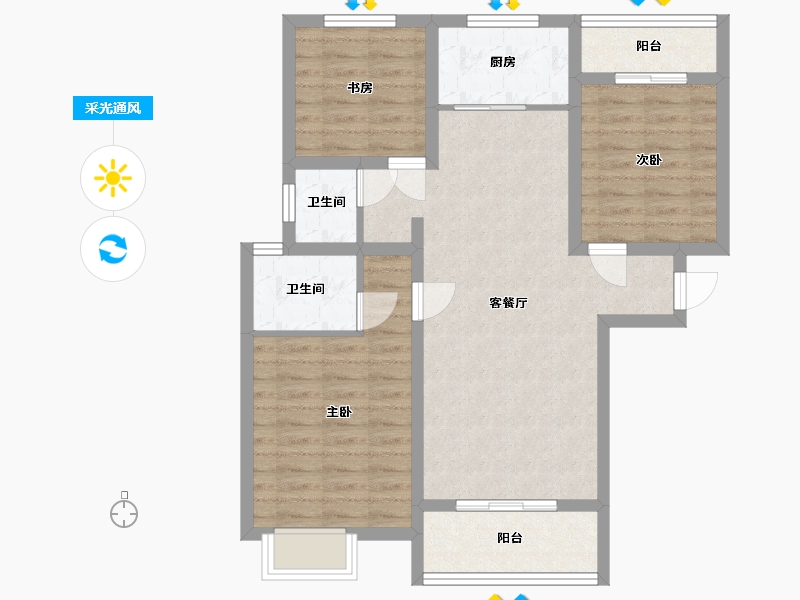 陕西省-西安市-天鹅湖-82.34-户型库-采光通风