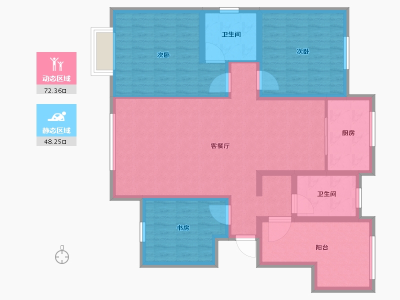 新疆维吾尔自治区-博尔塔拉蒙古自治州-东湖壹号院-108.00-户型库-动静分区