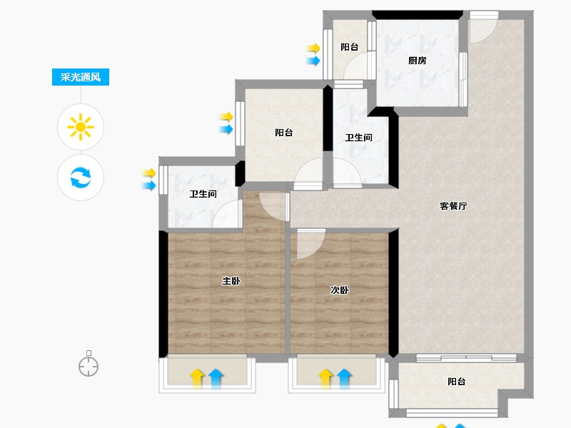 广东省-佛山市-保利翡翠公馆-76.32-户型库-采光通风