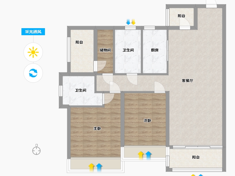 广东省-佛山市-绿岛湖壹号-95.00-户型库-采光通风