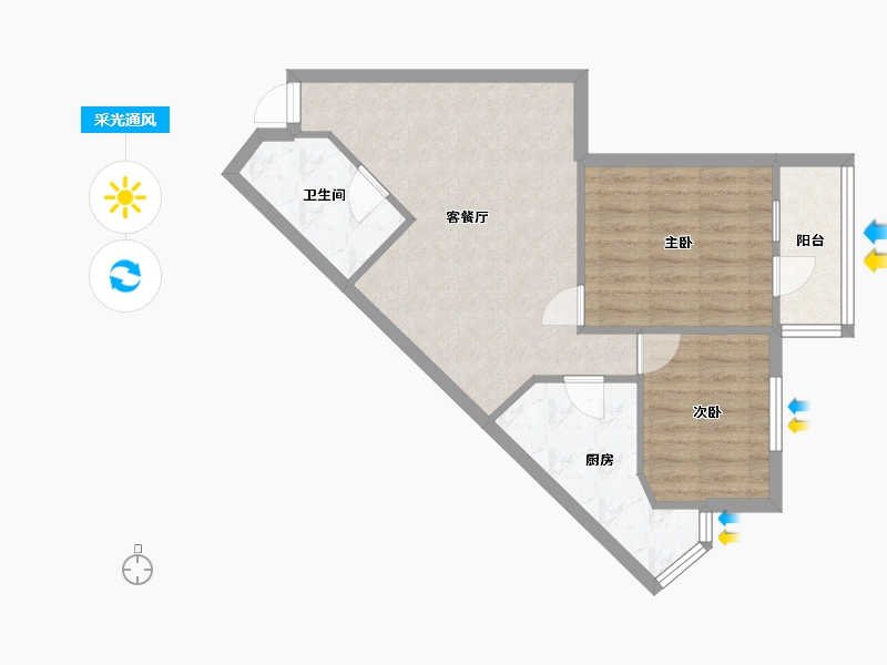 北京-北京市-芳草苑-60.44-户型库-采光通风