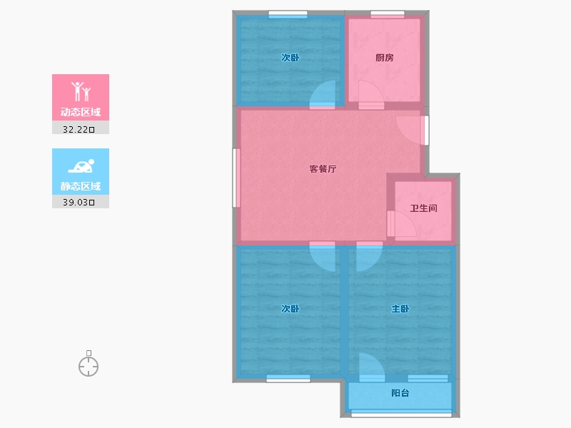 浙江省-杭州市-濮家东村-62.46-户型库-动静分区