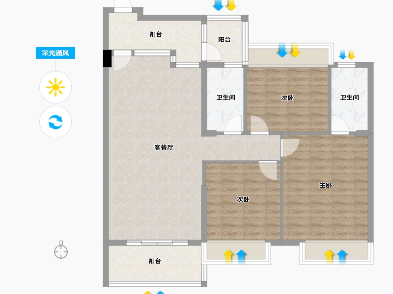 广东省-阳江市-泓景苑-100.44-户型库-采光通风