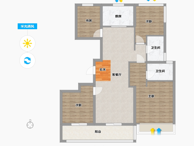 浙江省-宁波市-保利天悦（一期）-98.14-户型库-采光通风