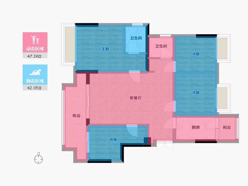 重庆-重庆市-黛山悦府-78.45-户型库-动静分区