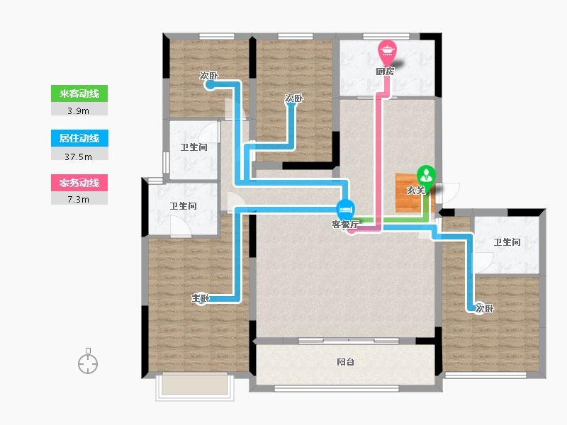 浙江省-宁波市-臻和院-144.78-户型库-动静线