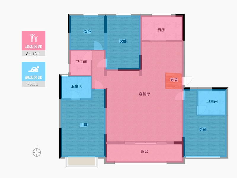 浙江省-宁波市-臻和院-144.78-户型库-动静分区