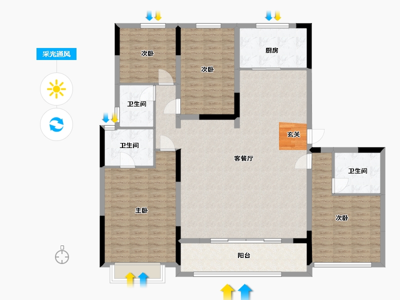 浙江省-宁波市-臻和院-144.78-户型库-采光通风