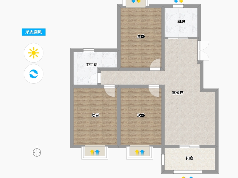 安徽省-淮北市-东方家园-90.26-户型库-采光通风