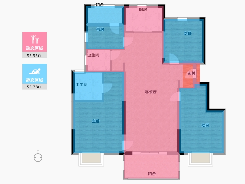 浙江省-宁波市-凯旋府-95.20-户型库-动静分区