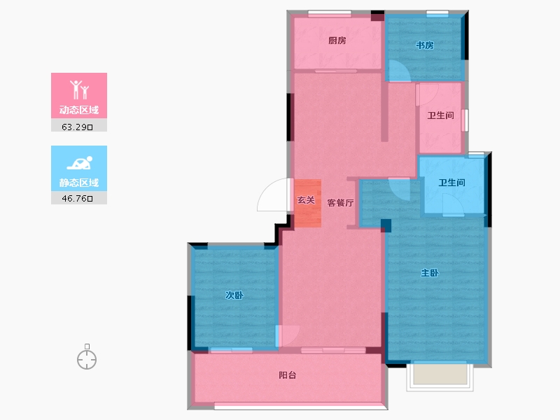 浙江省-宁波市-金地华章-98.78-户型库-动静分区