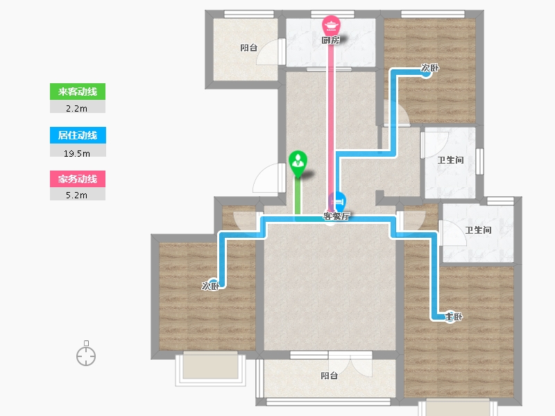 河北省-廊坊市-红星国际南苑-90.00-户型库-动静线