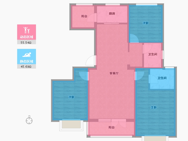 河北省-廊坊市-红星国际南苑-90.00-户型库-动静分区