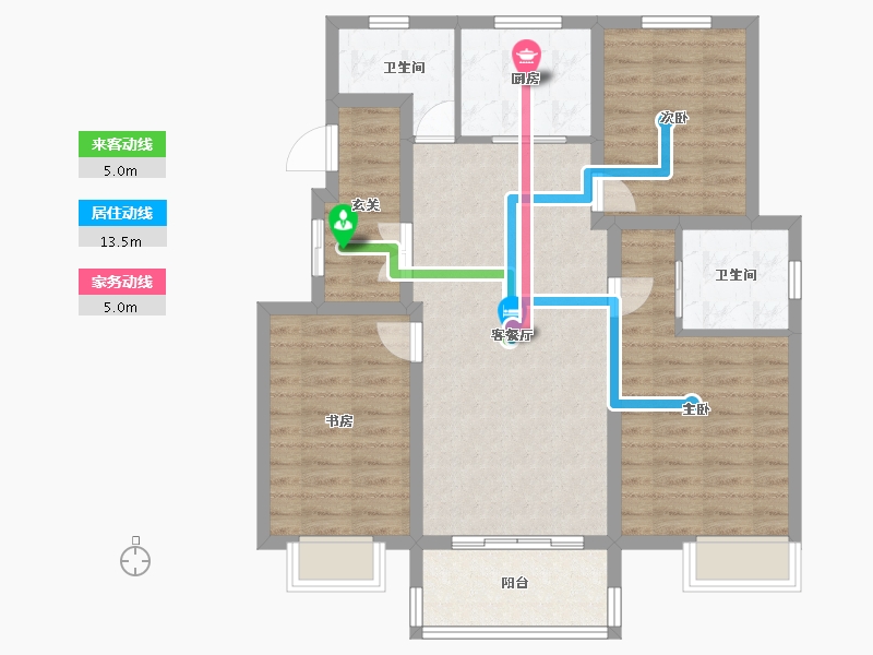 山东省-济南市-黄金生态城-90.09-户型库-动静线