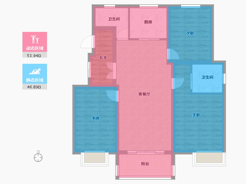 山东省-济南市-黄金生态城-90.09-户型库-动静分区