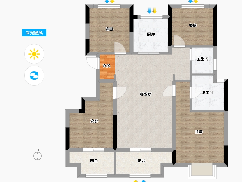 浙江省-宁波市-湖成大境-93.14-户型库-采光通风