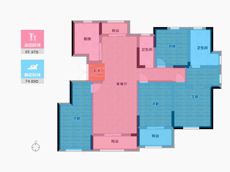 浙江省-宁波市-蓝城明庐-124.42-户型库-动静分区