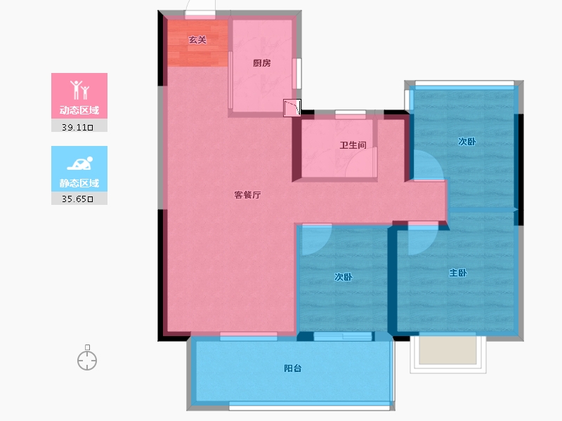 安徽省-合肥市-新城·云樾观棠-66.57-户型库-动静分区