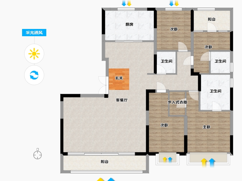 浙江省-宁波市-龙湖・天曜-145.07-户型库-采光通风