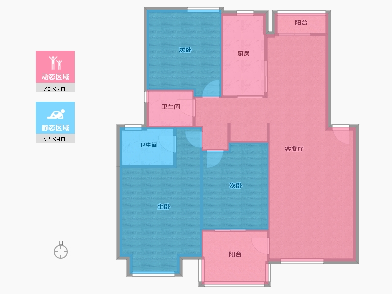 湖北省-武汉市-万科四季花城-113.89-户型库-动静分区